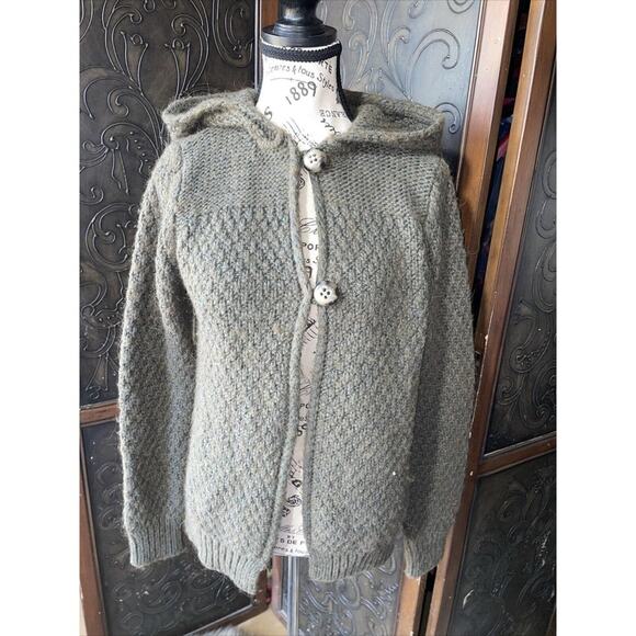 Elisabetta Collection Italy Olive Green‎ Alpaca Wool Blend Cardigan Sweater M - Picture 1 of 7
